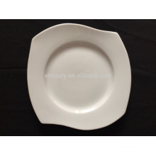 porcelain white square plate with waves